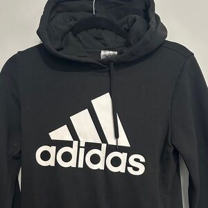 adidas Black Hoodie with White Logo